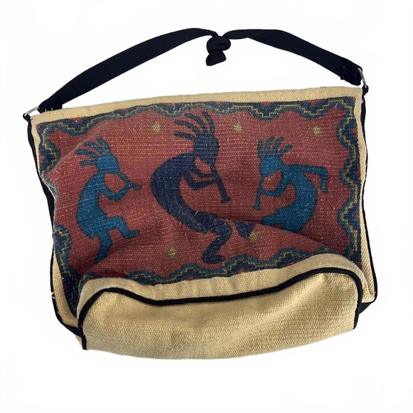 Yoki Artisan Woven Shoulder Bag Colorful Tribal Print Canvas Zipper Closure Bag - Picture 3 of 9
